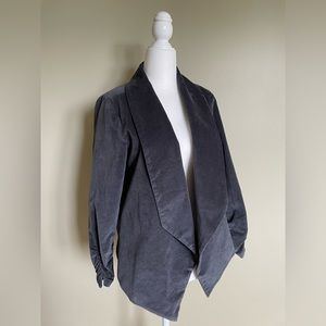 NWOT! GG2 Velvet Open Jacket with Ruched Sleeve Gray (xs)
